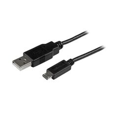 StarTech.com 1M PHONE CHARGE CABLE USB TO Slim Micro USB (USBAUB1MBK), image 