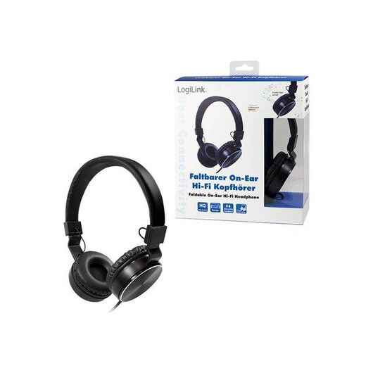 LogiLink Headphones on-ear wired 3.5 mm jack HS0049BK