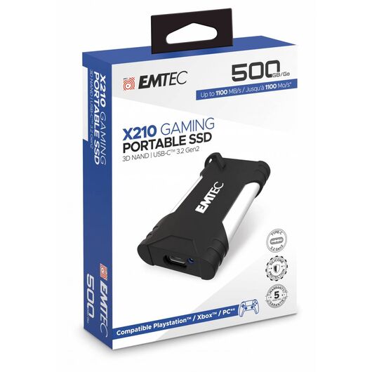 Emtec Gaming X210G 500GB SSD, USB-C 3.1 USB ECSSD500GX210G