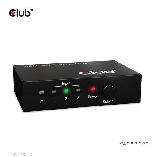 CLUB3D 3 to 1 HDMI™ 8K60Hz/4K120Hz Switch / HDMI / HDM | CSV-1381